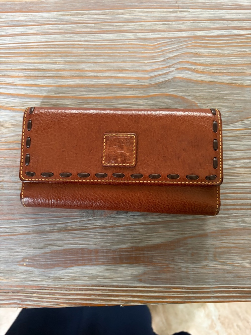 Dooney & Bourke Chestnut Brown Leather Whipstitch Wallet